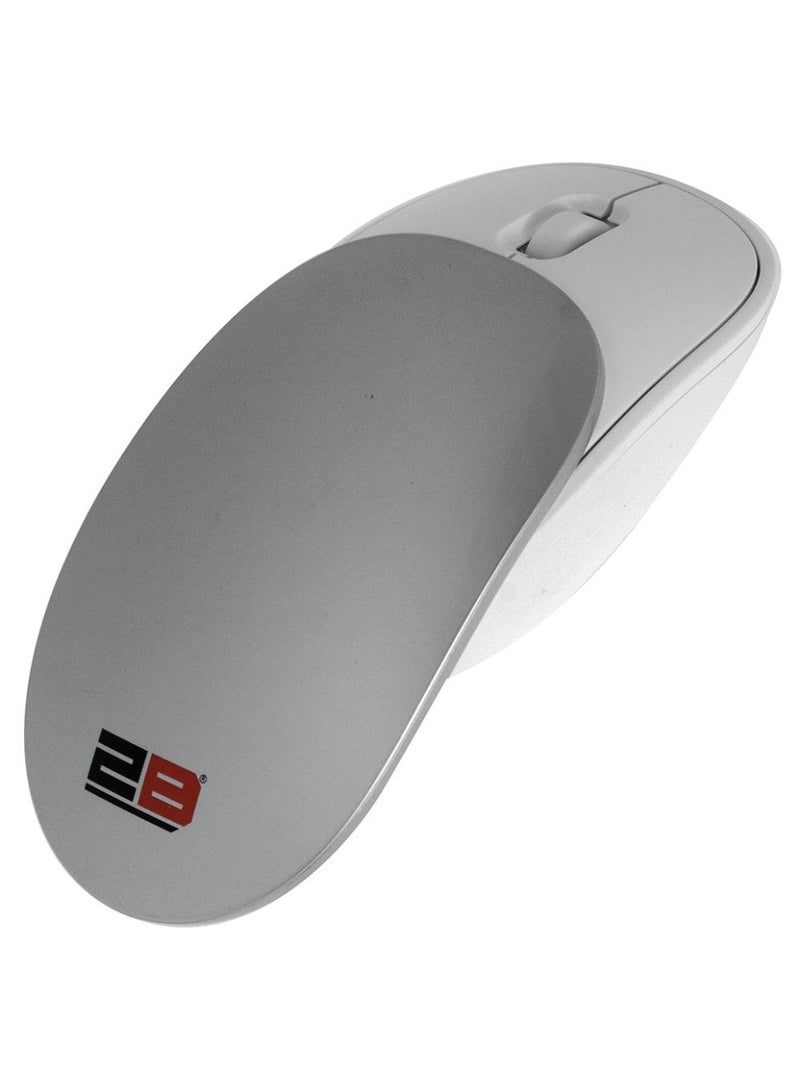 2B 2.4G Wireless Mouse with Movable Cover MO307 - White x Silver - Image 3